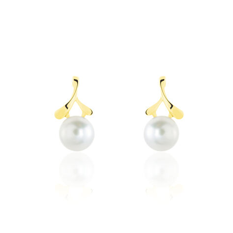 Boucles D'oreilles Pendantes Campanule Or Jaune Perle De Culture - Pendantes Femme | Marc Orian