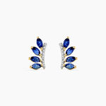 Boucles D'oreilles Puces Navette Or Jaune Saphir Diamant - Boucles d'oreilles mariage Femme | Marc Orian