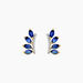 Boucles D'oreilles Puces Navette Or Jaune Saphir Diamant