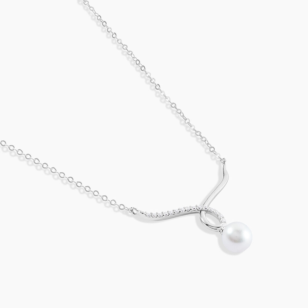 Collier Or Blanc Proximae Perle De Culture Oxydes De Zirconium - Colliers avec pierres Femme | Marc Orian