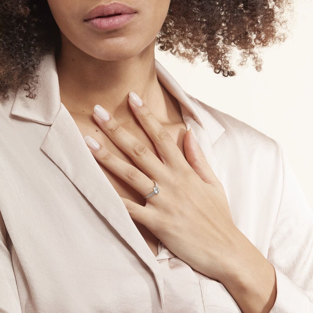 Bague Solitaire Crista Or Jaune Topaze Et Oxyde -  Femme | Marc Orian