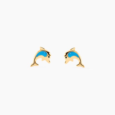 Boucles D'oreilles Puces Flip Dauphin Or Jaune - Puces Enfant | Marc Orian