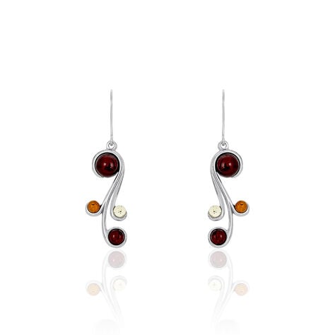 Boucles D'oreilles Pendantes Alexa Argent Blanc Ambre - Pendantes Femme | Marc Orian