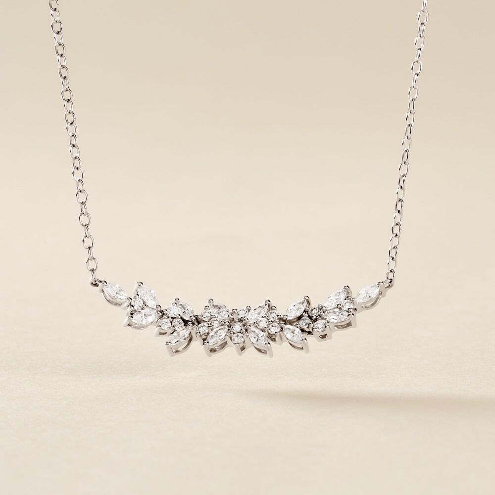 Collier Argent Blanc Precieux Flocon Oxyde De Zirconium - Colliers avec pierres Femme | Marc Orian