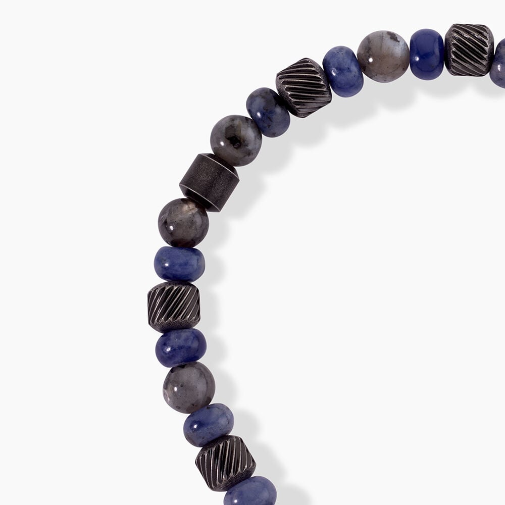 Bracelet Naturel Acier Argent&eacute; Sodalite Labradorite - Bracelets cha&icirc;nes Homme | Marc Orian