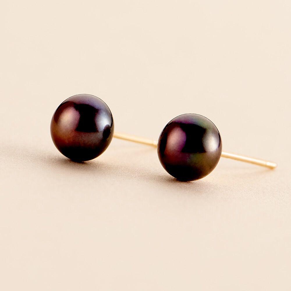 Boucles D'oreilles Puces Micaelle Teintees Or Jaune Perle De Culture - Boucles d'oreilles mariage Femme | Marc Orian