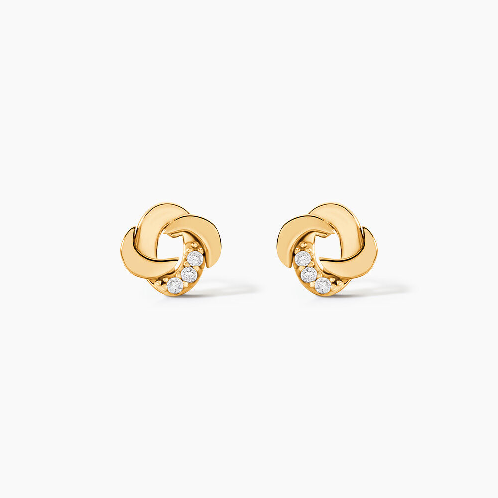 Boucles D'oreilles Puces Ilhem Fleur Or Jaune Oxyde De Zirconium - Puces Femme | Marc Orian