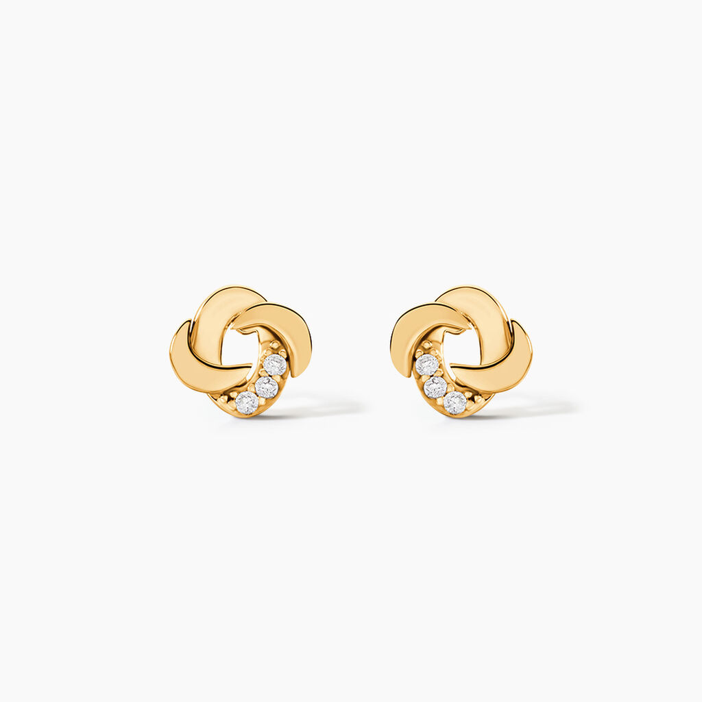 Boucles D'oreilles Puces Ilhem Fleur Or Jaune Oxyde De Zirconium - Puces Femme | Marc Orian
