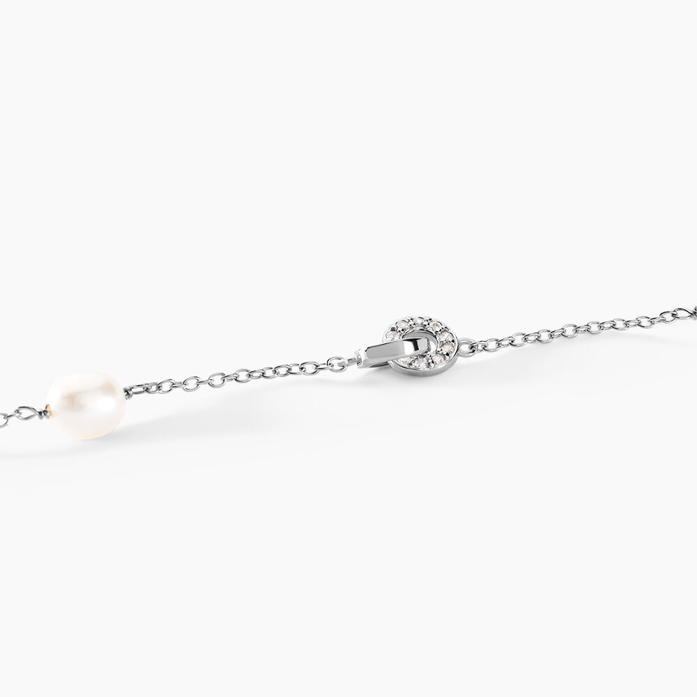 Bracelet Gaetane Argent Blanc Perle De Culture Oxyde De Zirconium - Bracelets Anneaux Entrelaces Femme | Marc Orian
