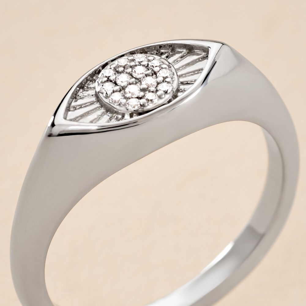 Chevalière Evalyn Argent Blanc Oxyde De Zirconium - Chevalières Femme | Marc Orian