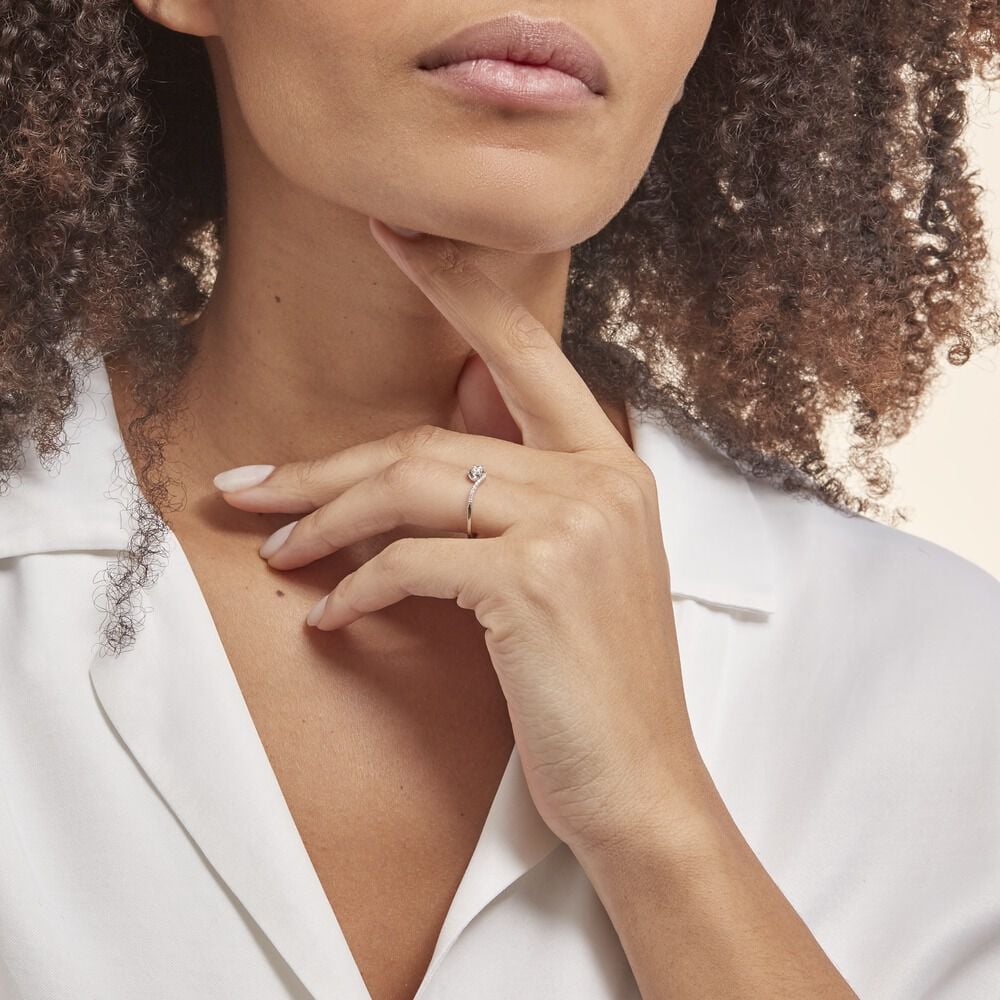 Bague Vrille Accompagnee Or Blanc Diamant - Parures de mariage Femme | Marc Orian