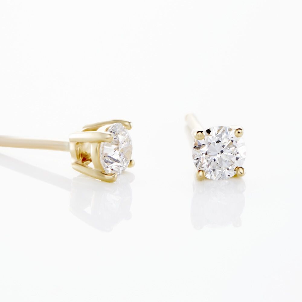 Boucles D'oreilles Puces Aphrodite Or Jaune Diamant - Puces Famille | Marc Orian