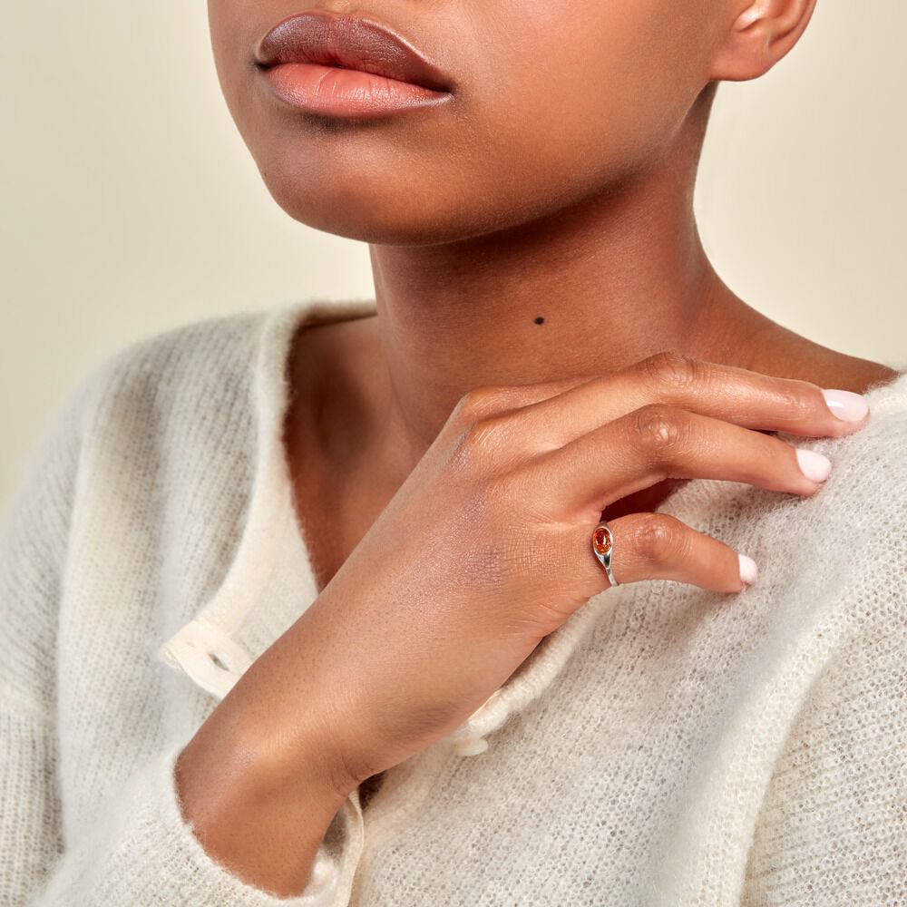 Bague Marquita Argent Blanc Ambre - Bagues vintage Femme | Marc Orian