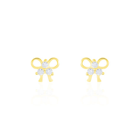 Boucles D'oreilles Puces Darina Noeud Or Jaune Oxyde De Zirconium - Clous d'oreilles Femme | Marc Orian