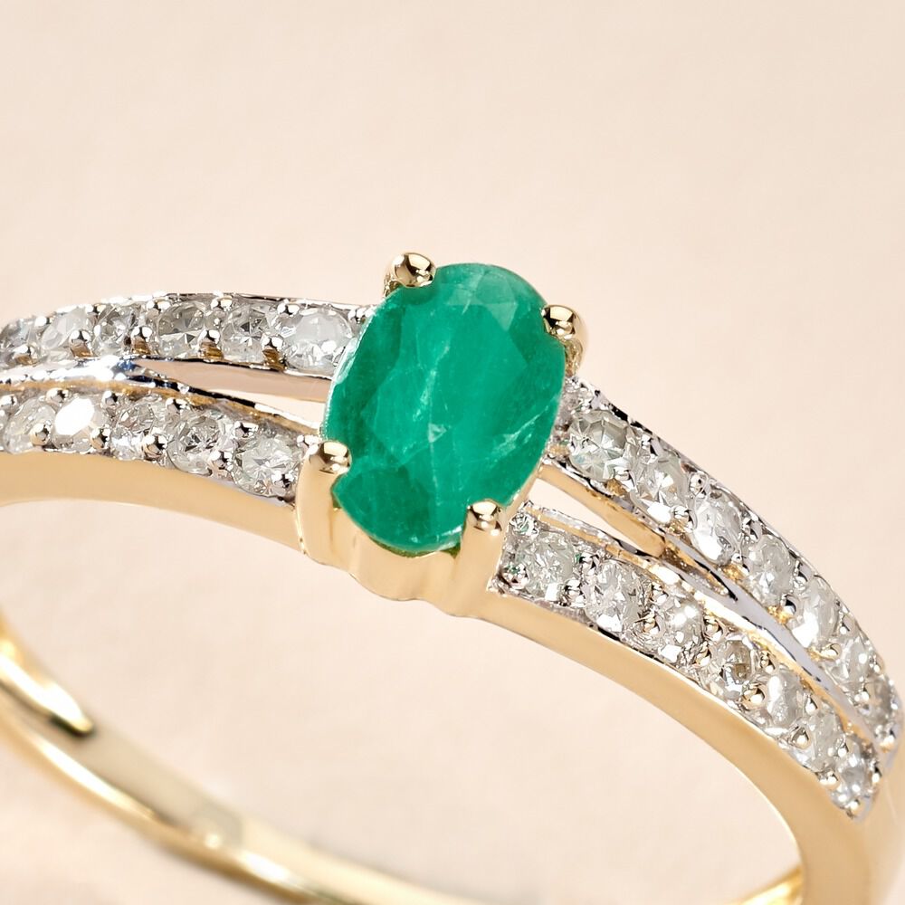 Bague Carlton Or Jaune Emeraude Diamant - Bagues vintage Femme | Marc Orian