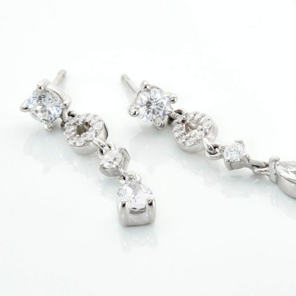 Boucles D'oreilles Pendantes Argent Blanc Benedito Oxydes De Zirconium - Pendantes Femme | Marc Orian