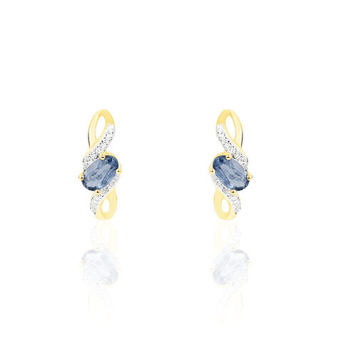 Boucles D'malia Oreilles Puces Malia Or Jaune Saphir Et Diamant - Boucles d'oreilles pierres précieuses Femme | Marc Orian