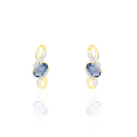 Boucles D'oreilles Puces Or Jaune Saphir Et Diamant - Boucles d'oreilles pierres précieuses Femme | Marc Orian
