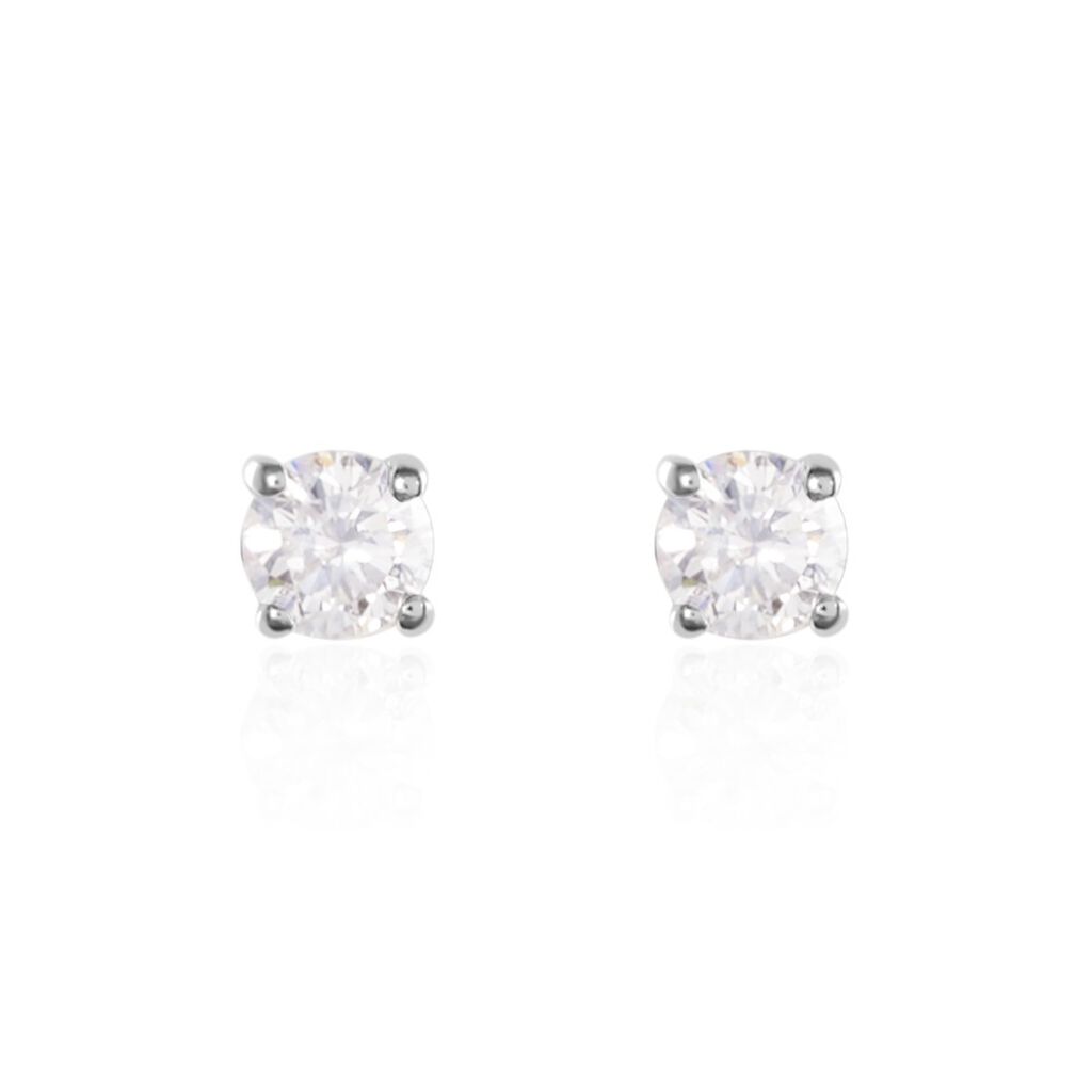 Boucles D'oreilles Puces Or Blanc Victoria Diamants - Puces Femme | Marc Orian
