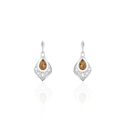 Boucles D'oreilles Pendantes Doralyn Argent Blanc Ambre - Pendantes Femme | Marc Orian