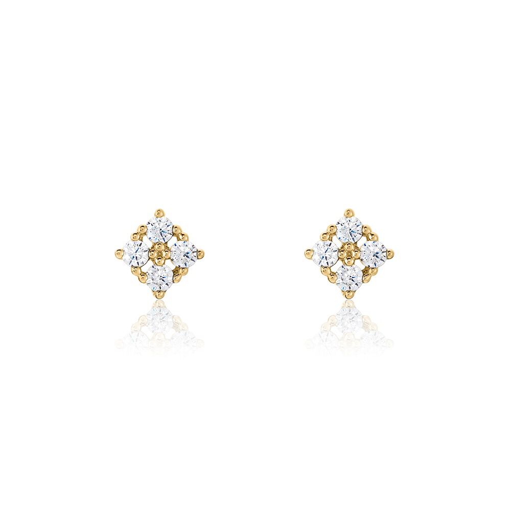 Boucles D'oreilles Puces éclat Perlé Plaqué Or Oxyde De Zirconium - Puces Femme | Marc Orian