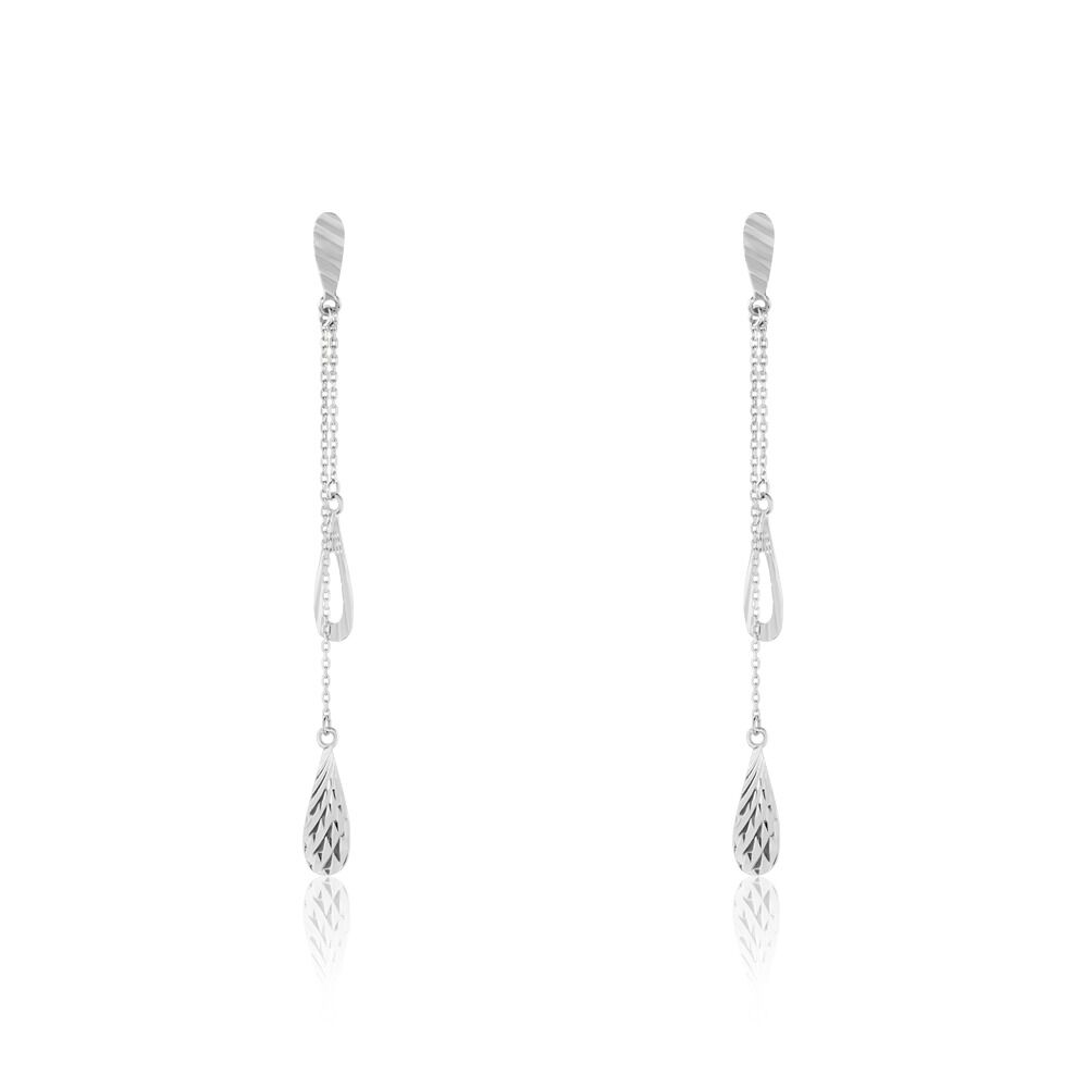 Boucles D'oreilles Pendantes Anila Gouttes Or Blanc - Pendantes Femme | Marc Orian