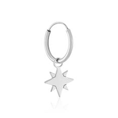 Créole Unitaire Cathryn Argent Blanc - Boucles d'oreilles Créoles Femme | Marc Orian