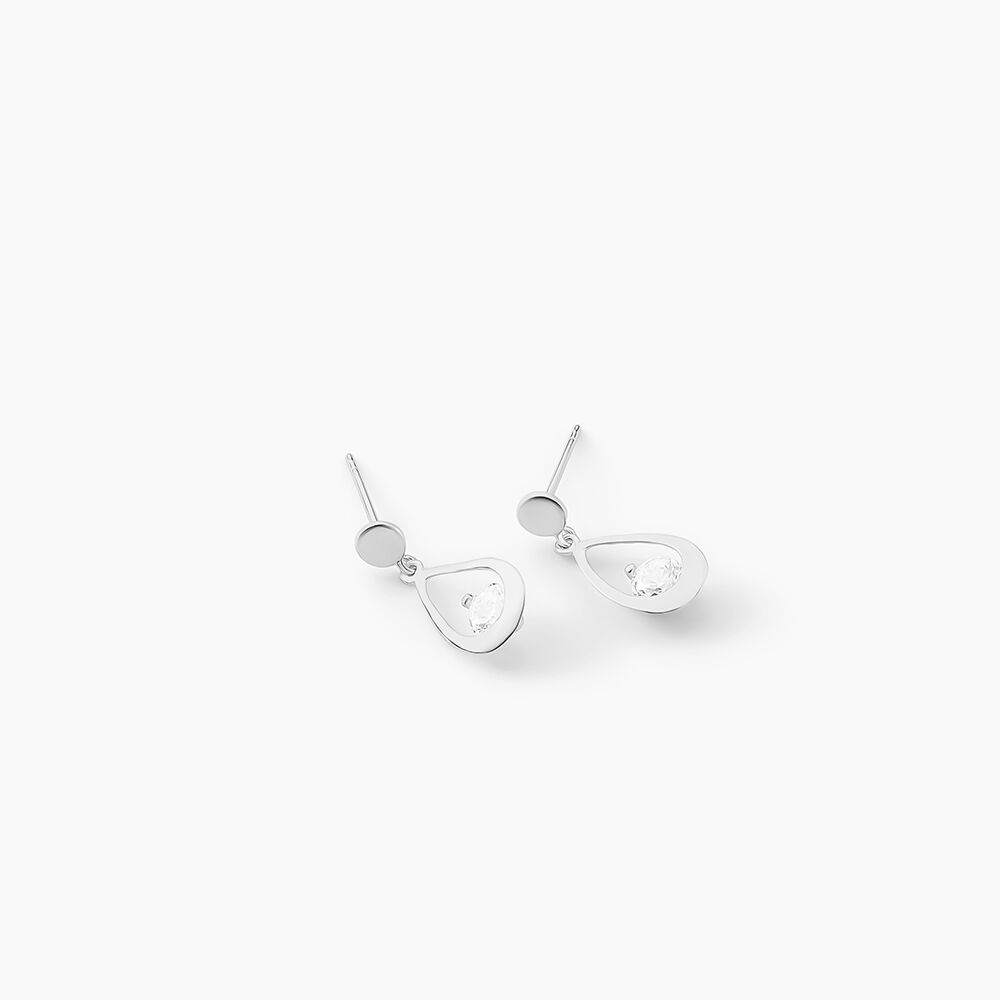 Boucles D'oreilles Pendantes Phaenna Or Blanc Oxyde De Zirconium - Pendantes Femme | Marc Orian