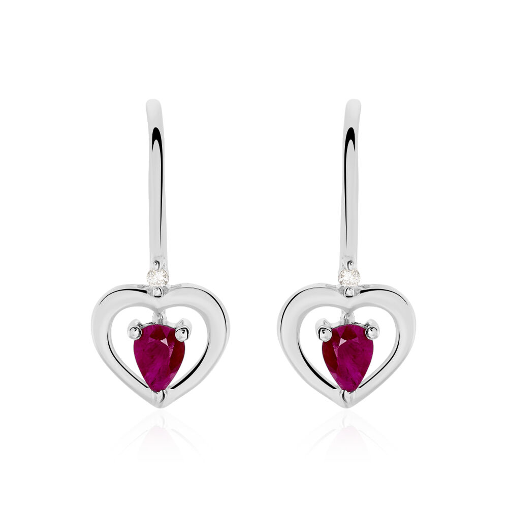 Boucles D'oreilles Danilo Or Blanc Rubis -  Femme | Marc Orian