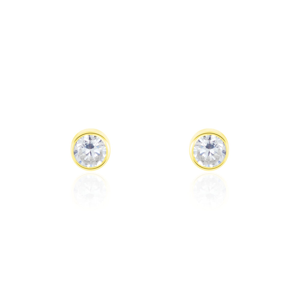 Boucles D'oreilles Puces Elda Serti Clos Or Jaune Oxyde De Zirconium - Puces Femme | Marc Orian