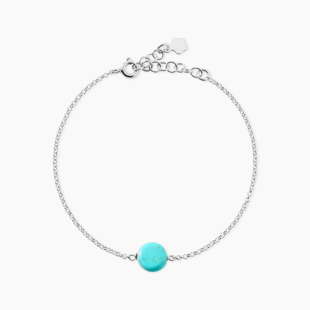 Bracelet Graziana Argent Blanc Turquoise - Bracelets Medailles Femme | Marc Orian