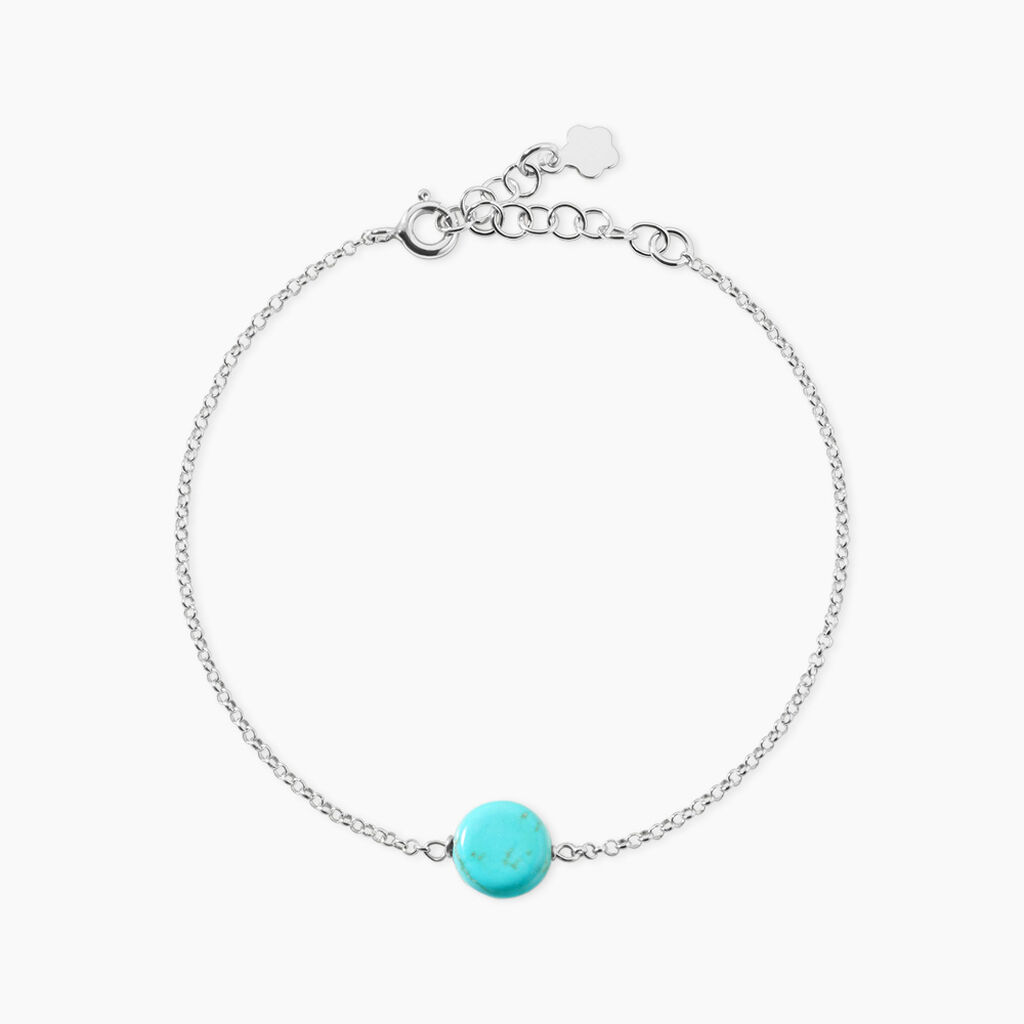Bracelet Graziana Argent Blanc Turquoise - Bracelets Medailles Femme | Marc Orian