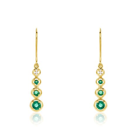 Boucles D'oreilles Pendantes Josephine Or Jaune Emeraude - Boucles d'oreilles Pendantes Femme | Marc Orian