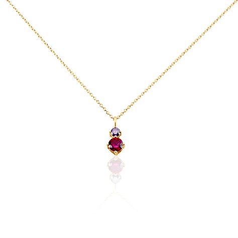 Collier Plaqué Or Jaune Janviere Pierres Artificielles Rose/violette - Colliers avec pierres Femme | Marc Orian