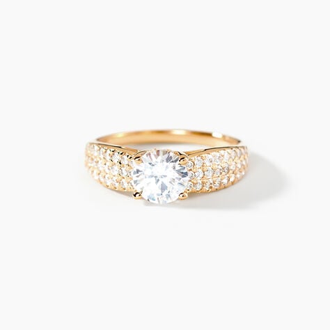 Bague Solitaire Plaque Or Jaune Oxyde De Zirconium - Bijoux fantaisie Femme | Marc Orian