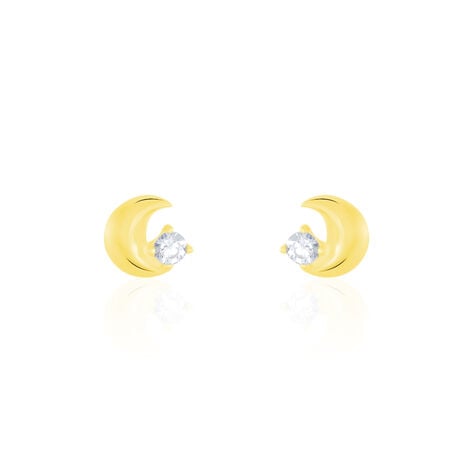 Boucles D'oreilles Puces Francoise-marie Lune Or Jaune Oxyde - Puces Femme | Marc Orian