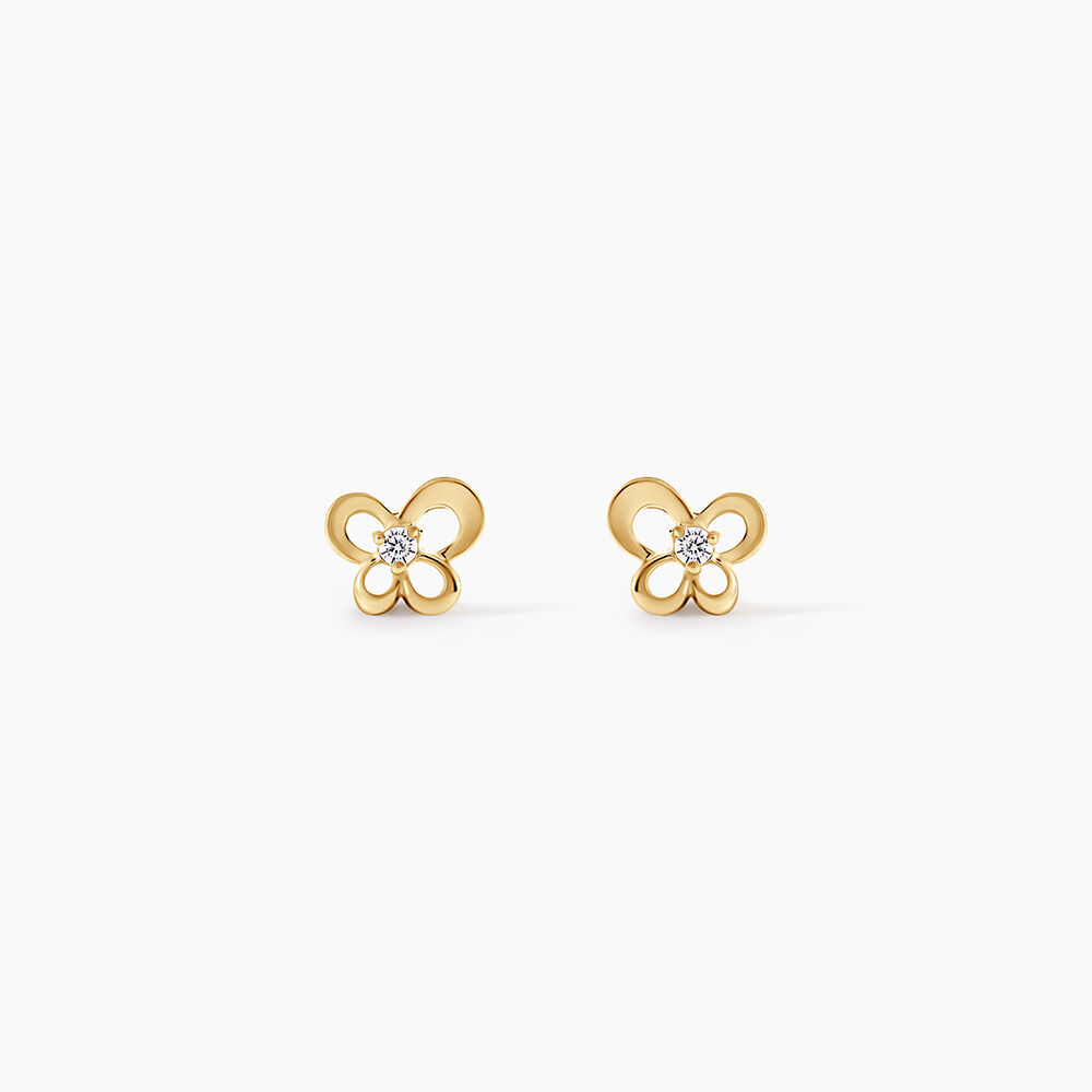 Boucles D'Oreilles Puces Cathy Argent Dor&eacute; A L'Or 750/1000 Oxyde De Zirconium - Puces Femme | Marc Orian