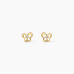 Boucles D'Oreilles Puces Cathy Argent Dor&eacute; A L'Or 750/1000 Oxyde De Zirconium - Puces Femme | Marc Orian
