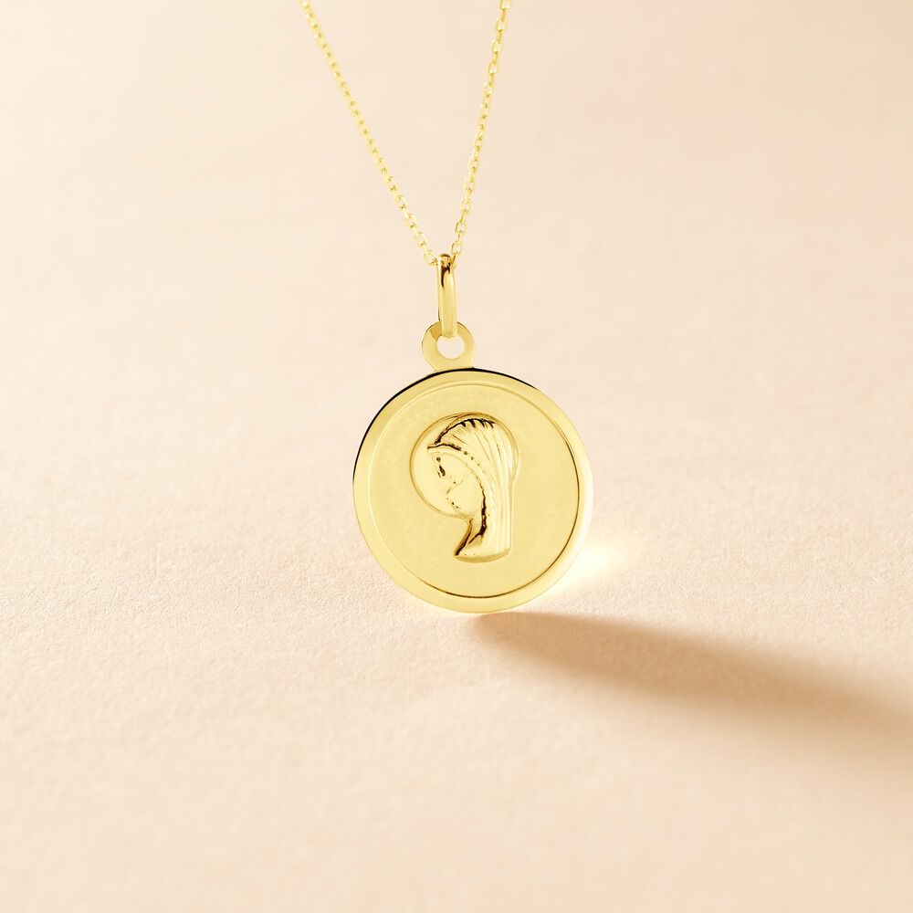 Pendentif Vierge Rond Or Jaune - Médailles et médaillons Famille | Marc Orian