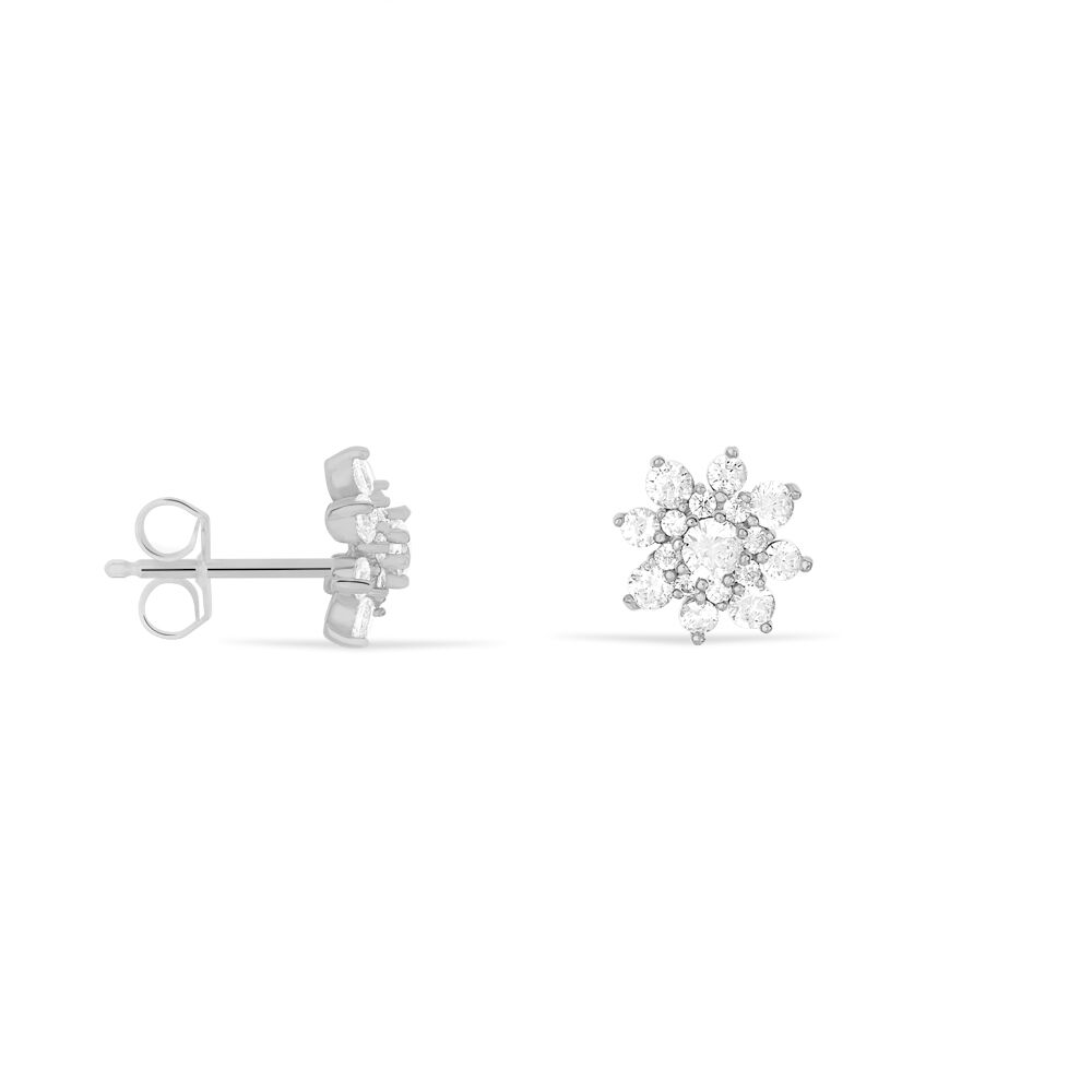 Boucles D'oreilles Puces Lorraine Argent Blanc Oxyde De Zirconium - Puces Femme | Marc Orian