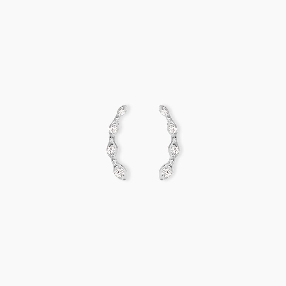 Boucles D'Oreilles Puces Sabia Argent Blanc Oxyde De Zirconium - Puces Femme | Marc Orian