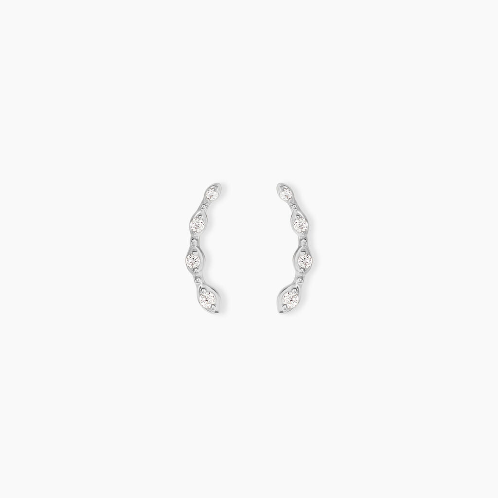 Boucles D'Oreilles Puces Sabia Argent Blanc Oxyde De Zirconium - Puces Femme | Marc Orian
