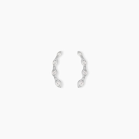 Boucles D'Oreilles Puces Sabia Argent Blanc Oxyde De Zirconium - Puces Femme | Marc Orian