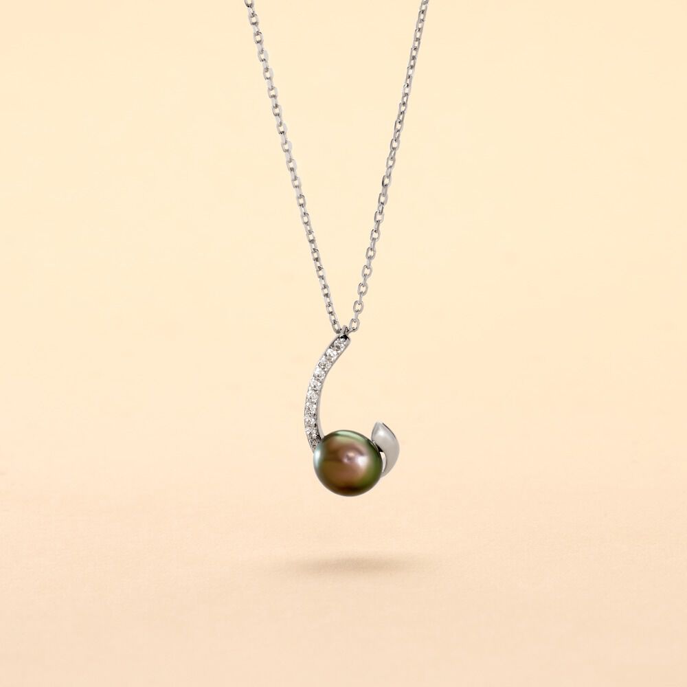 Collier Anais Or Blanc Perle De Culture Et Oxyde De Zirconium - Colliers avec pierres Femme | Marc Orian