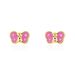 Boucles D'oreilles Puces Papillon Rose Or Jaune