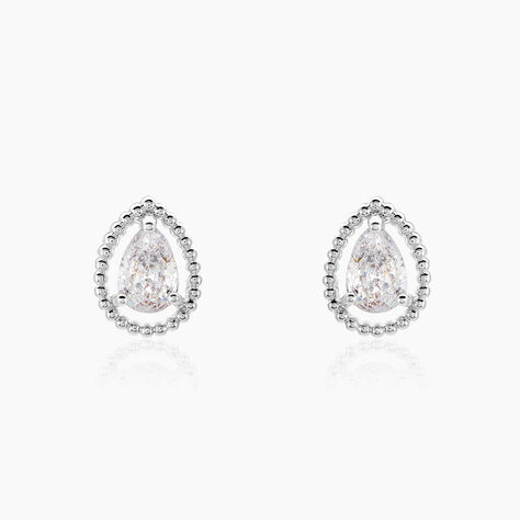 Boucles D'oreilles Puces Cyra Argent Blanc Oxyde De Zirconium - Puces Femme | Marc Orian