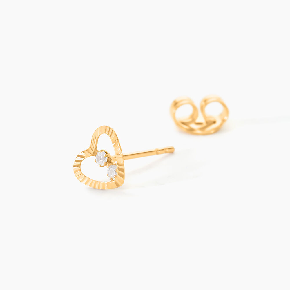 Boucles D'oreilles Puces Daria Cœur 6 Or Jaune Oxyde - Puces Femme | Marc Orian