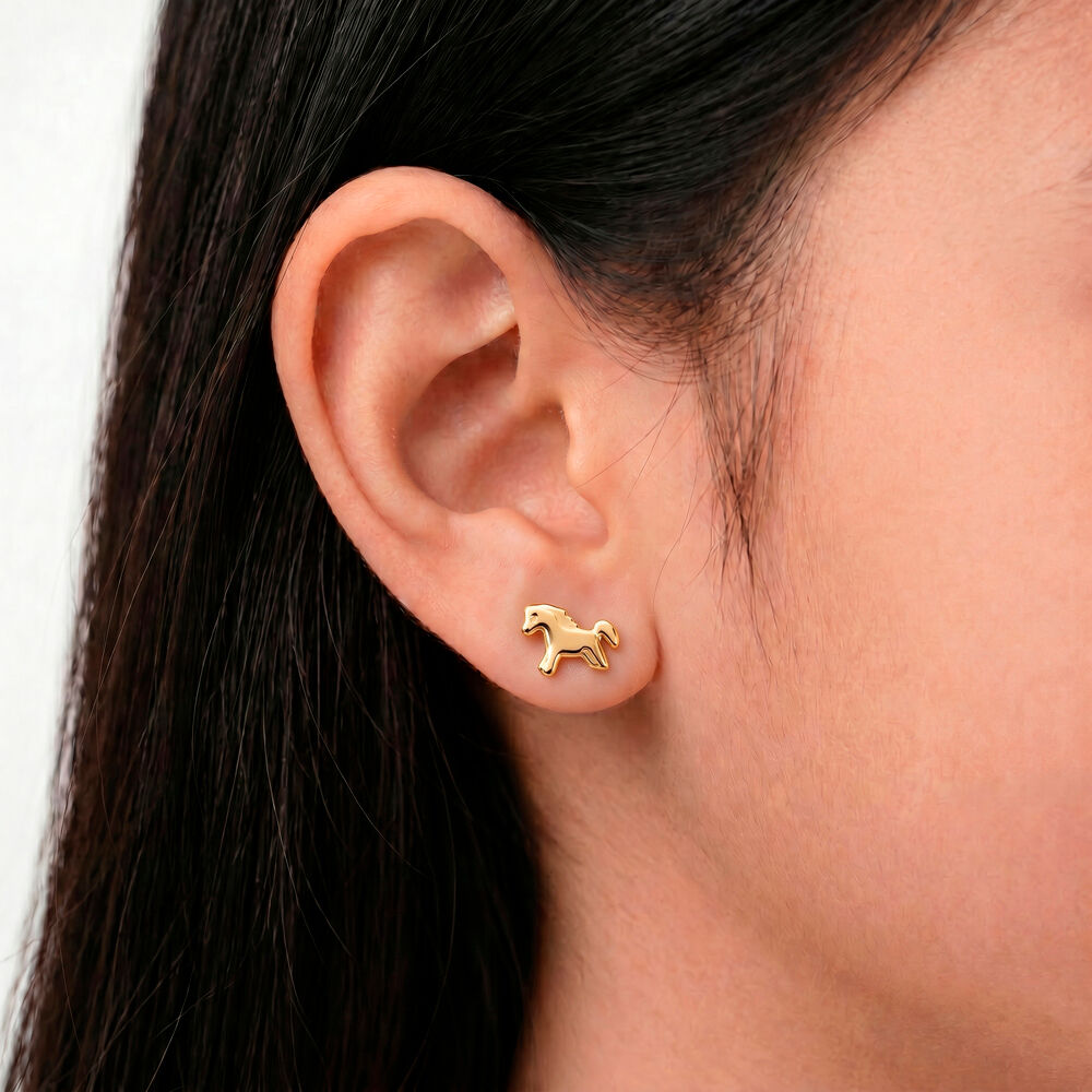 Boucles D'oreilles Puces Gerd Cheval Or Jaune - Puces Enfant | Marc Orian