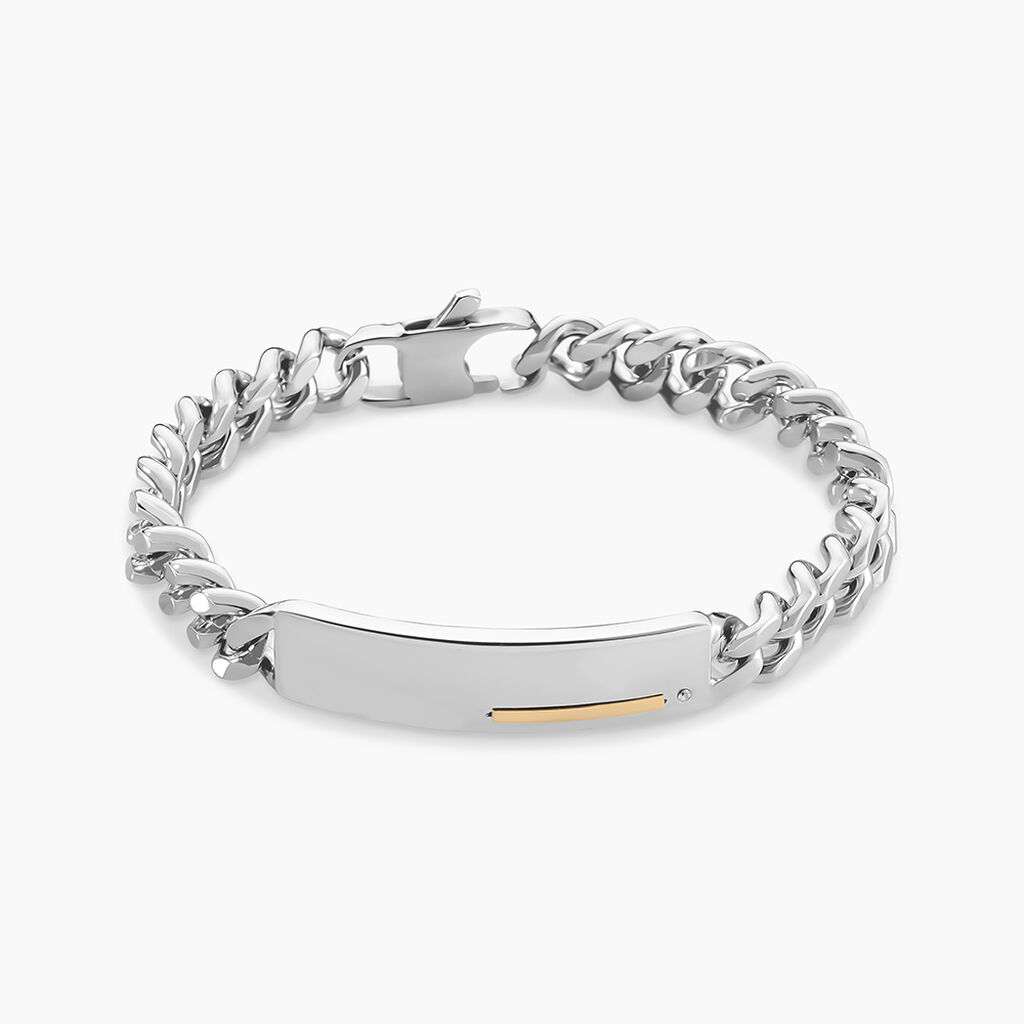 Bracelet Identit&eacute; Adoline Acier Blanc Diamant - Gourmettes Homme | Marc Orian