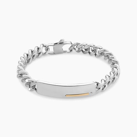 Bracelet Identit&eacute; Adoline Acier Blanc Diamant - Gourmettes Homme | Marc Orian